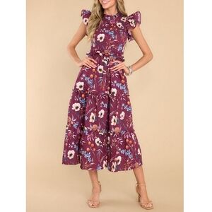 NEW Olivia James The Label Lila Midi Dress in Anemone Raspberry Size XS